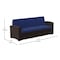 Flash Furniture Seneca Brown Faux Rattan Sofa with All-Weather Navy Cushions DAD-SF1-3-BNNV-GG - alternate 3